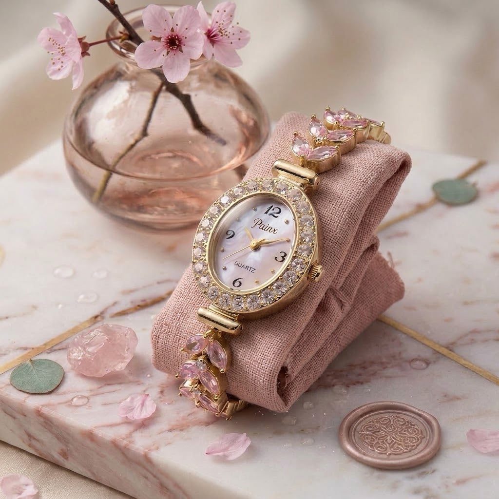 Montre Crystal Bloom Rose Quartz